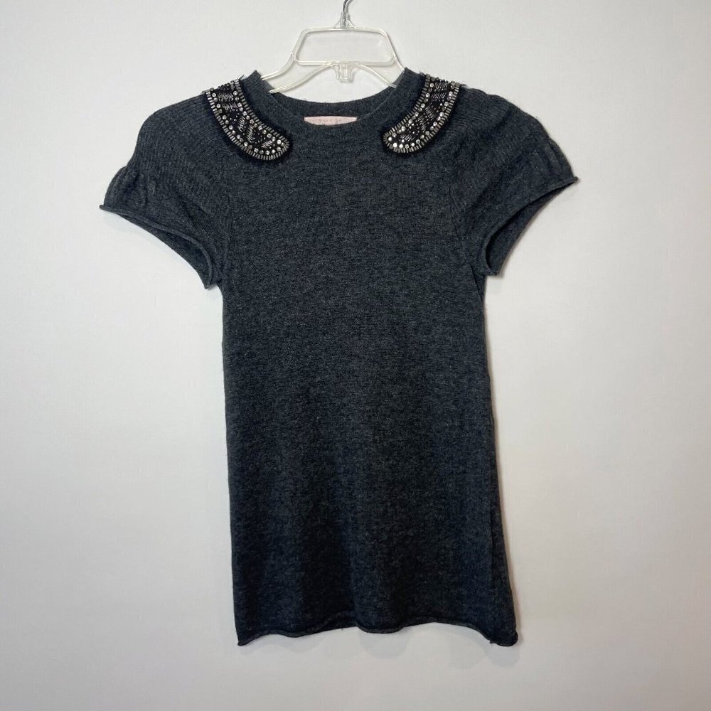 Rebecca Taylor Womens Cashmere‎ Lambswool Pullover Sweater Gray XS Rhinestones